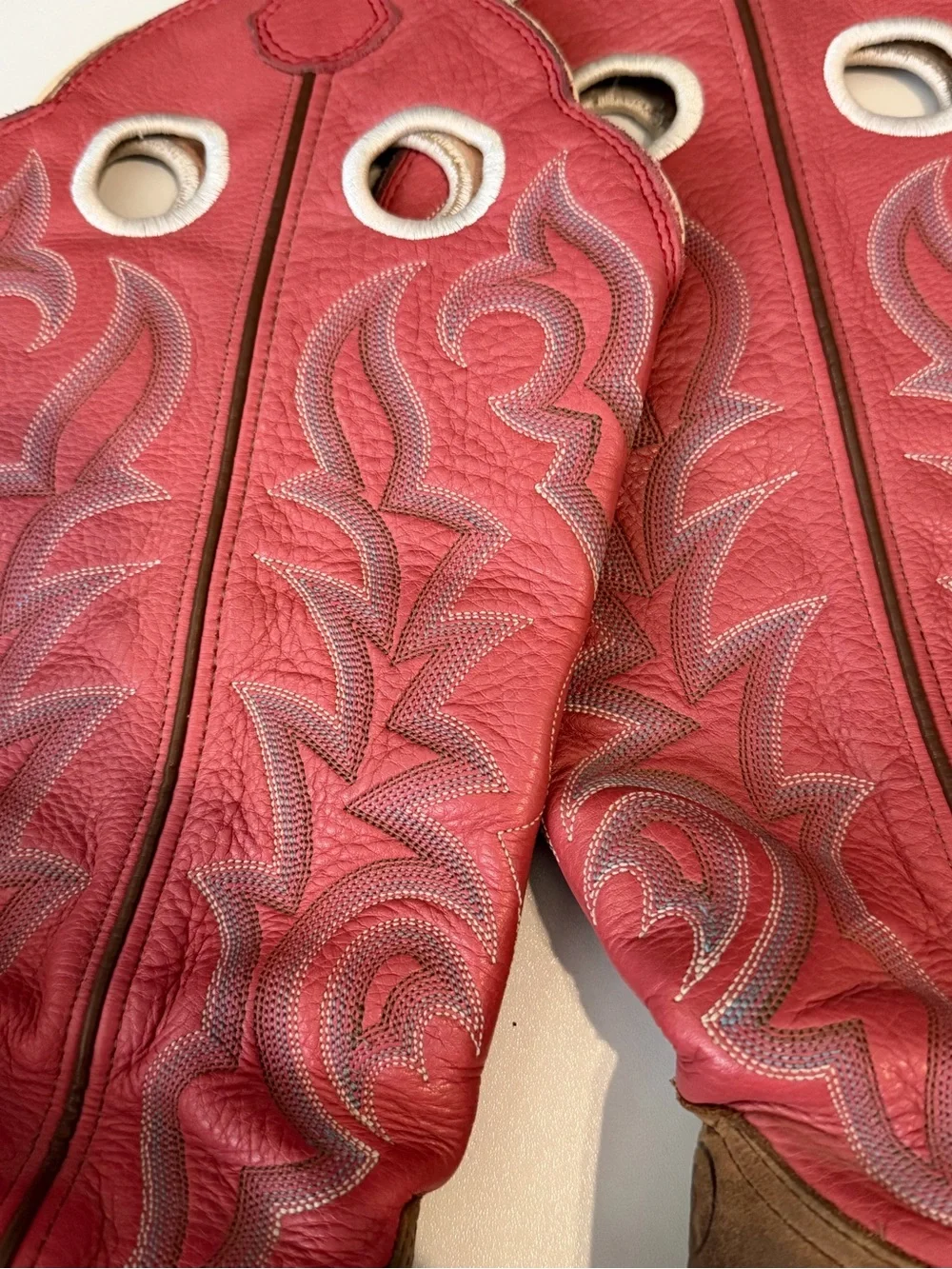 Tony Lama Pink Embroidered Leather Cowboy Boots Women’s Size 7C Wide - Picture 5 of 9